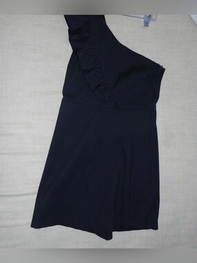 Zara Black One-Shoulder Ruffle Dress/Romper